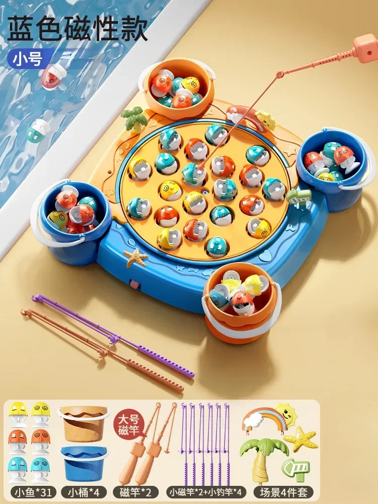 Kids Magnetic Fishing Play for Children Electric Fishing Toy Have Music Spinning Game Fish Rod Education Baby 3 Year Gifts