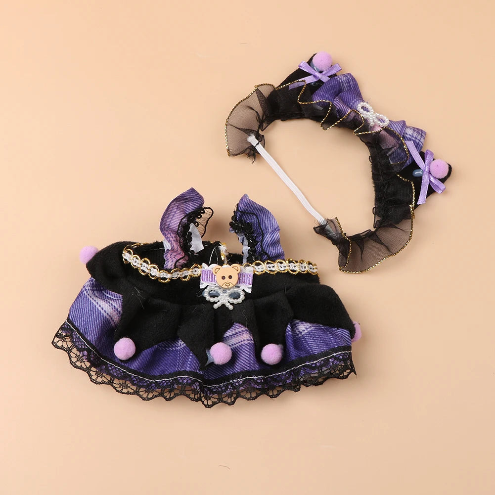 For 17cm Labubu V2 V1 Cartoon Purple Dress Cute Doll Clothes Outfit Accessories Idol Doll Clothing for Kid Gift for Labubu Ropa