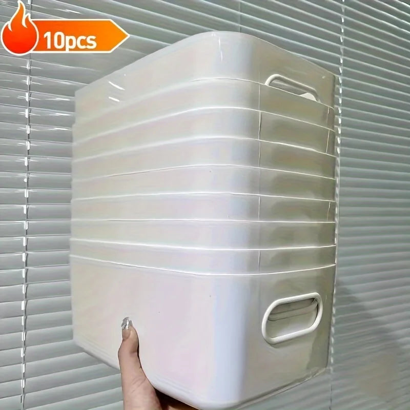 5pcs Stackable Storage Box Set,Rectangular Plastic Organizer Containers,Durable, Reusable,for Kitchen,Bathroom,Dorm Essentials