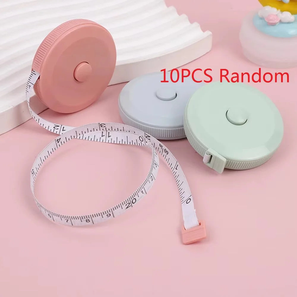 1PC/15PCS 1.5m Small Tape Measure Portable Student Soft Leather Three Measurement Clothes Automatic Recycling