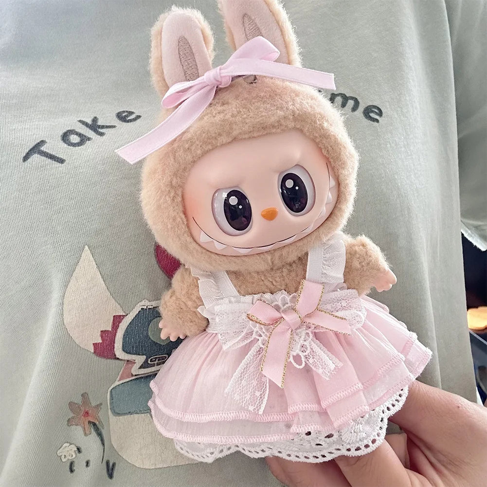 For 17cm Labubu V2 V1 Cartoon Purple Dress Cute Doll Clothes Outfit Accessories Idol Doll Clothing for Kid Gift for Labubu Ropa