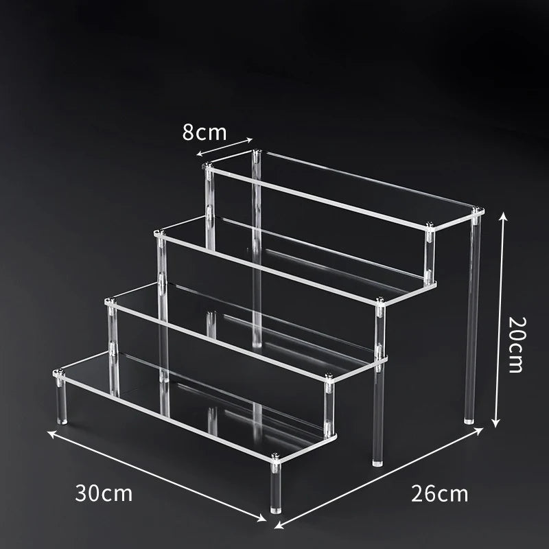 1-5 Tier Acrylic Display Risers Clear Shelf Doll Clay Figurine Display Stand for Desserts Perfume Organizer Showcase W-10