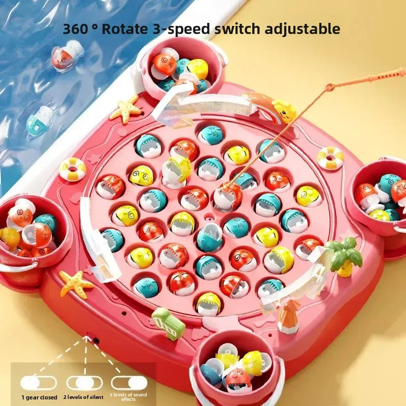 Kids Magnetic Fishing Play for Children Electric Fishing Toy Have Music Spinning Game Fish Rod Education Baby 3 Year Gifts