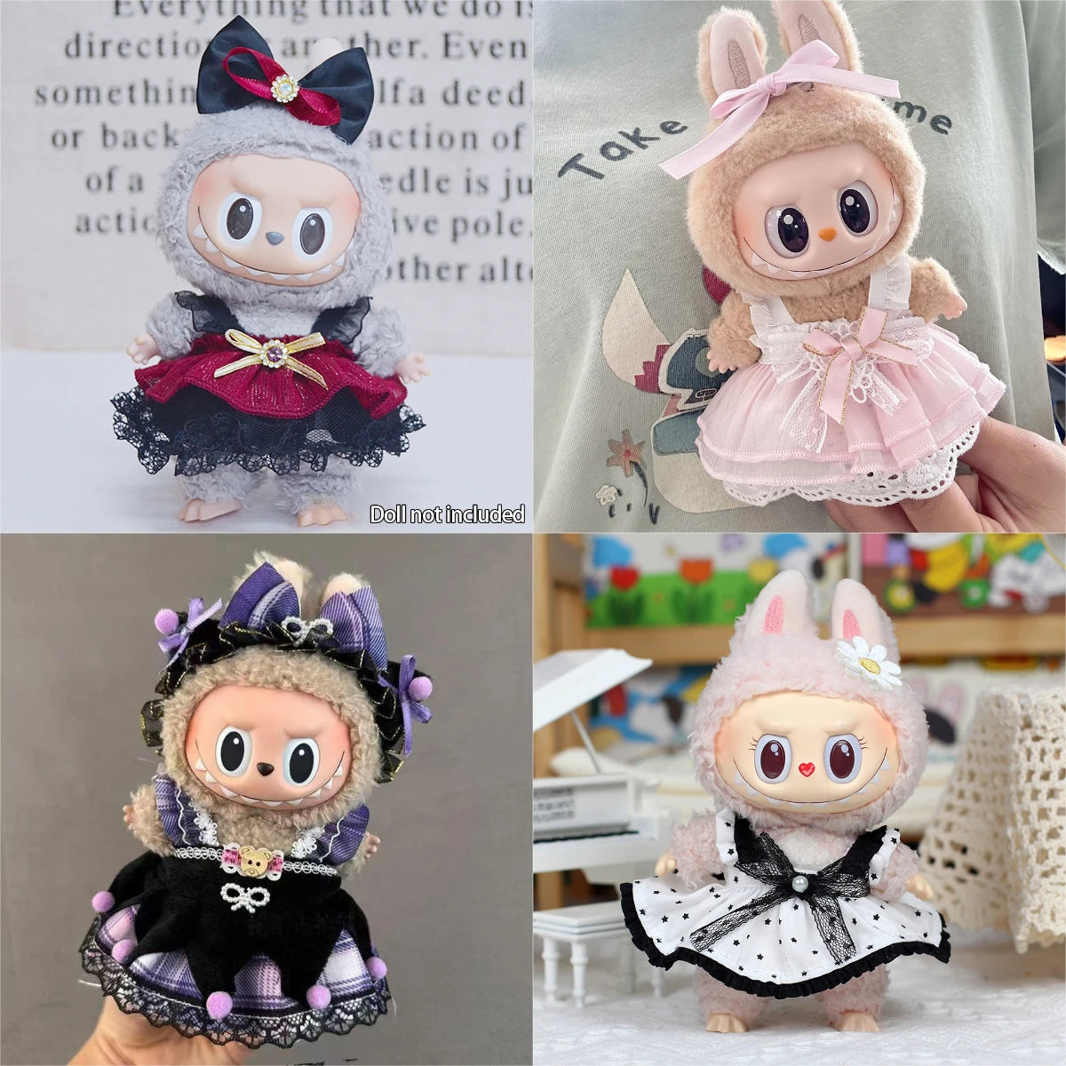 For 17cm Labubu V2 V1 Cartoon Purple Dress Cute Doll Clothes Outfit Accessories Idol Doll Clothing for Kid Gift for Labubu Ropa