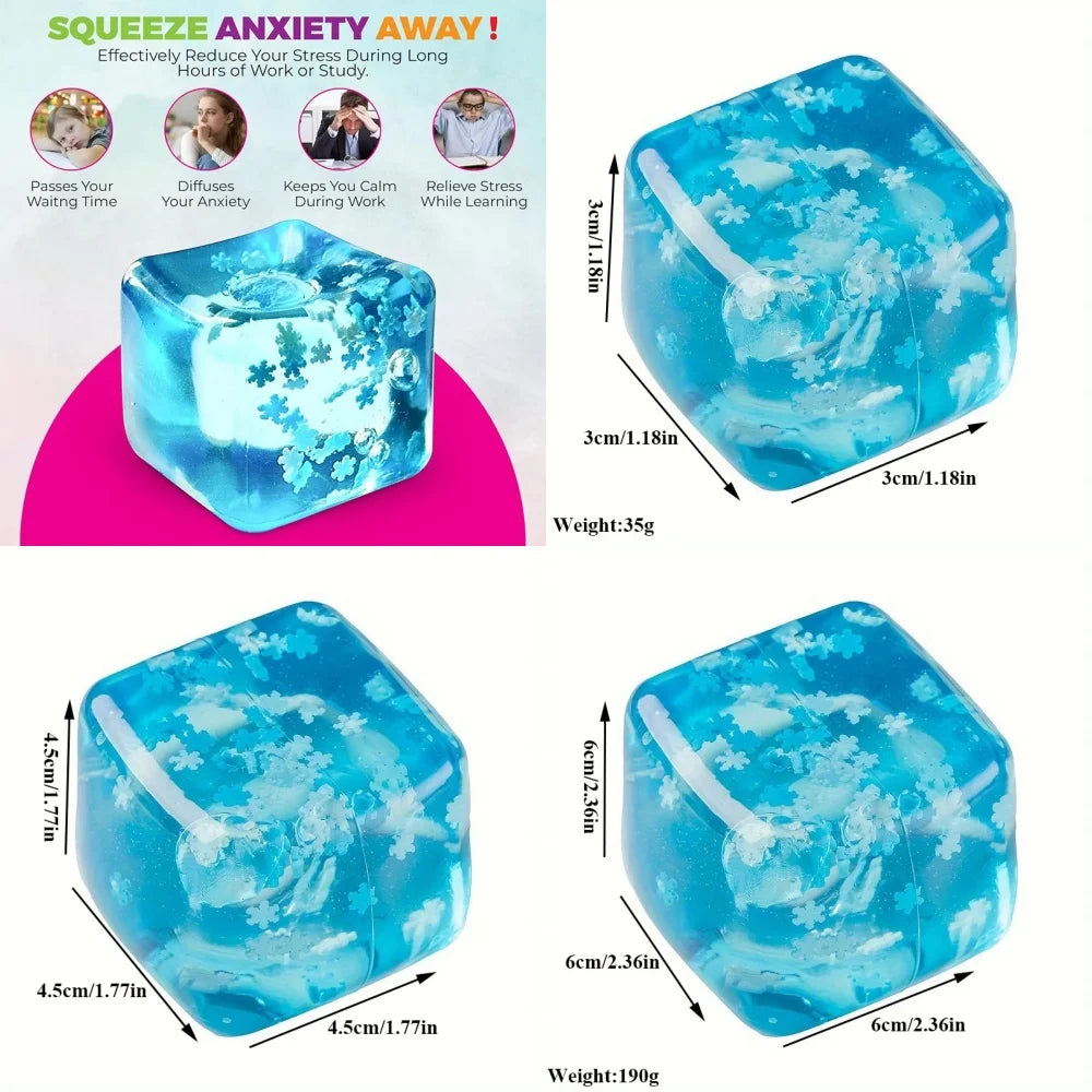 Squishy Ice Cube Fidget Toys, Stress Relief Ball for Adults Kids Anxiety, Sensory Toys for Autism ADHD, Easter Christmas Gift