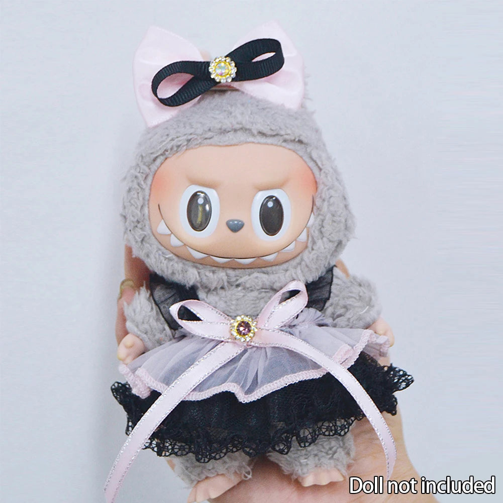 For 17cm Labubu V2 V1 Cartoon Purple Dress Cute Doll Clothes Outfit Accessories Idol Doll Clothing for Kid Gift for Labubu Ropa