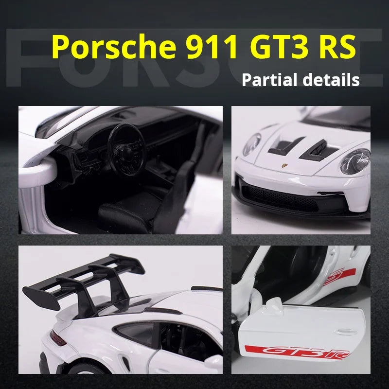 1:36 Porsche 911 GT3 RS Racing Sports Car Alloy Miniature Model Diecast Toy Fast Furious Collect Pull Back Childrens Birthday Gi