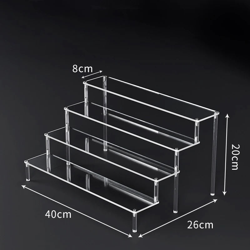 1-5 Tier Acrylic Display Risers Clear Shelf Doll Clay Figurine Display Stand for Desserts Perfume Organizer Showcase W-10