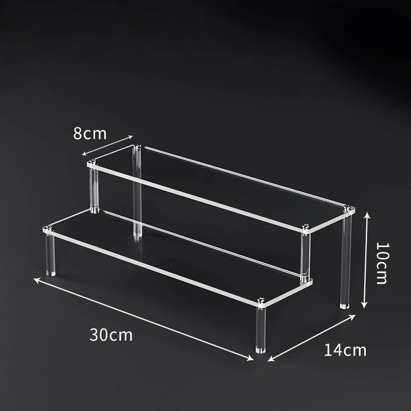 1-5 Tier Acrylic Display Risers Clear Shelf Doll Clay Figurine Display Stand for Desserts Perfume Organizer Showcase W-10