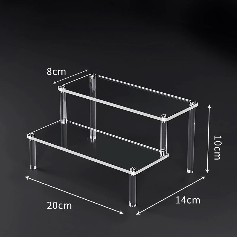 1-5 Tier Acrylic Display Risers Clear Shelf Doll Clay Figurine Display Stand for Desserts Perfume Organizer Showcase W-10