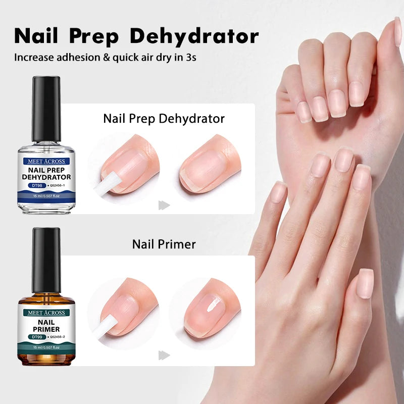 2pc 15ml Nail Primer & Nail Prep Dehydrator No Need Lamp to Dry Natural Dry Long Lasting Nail Art Functional Manicure Varnish