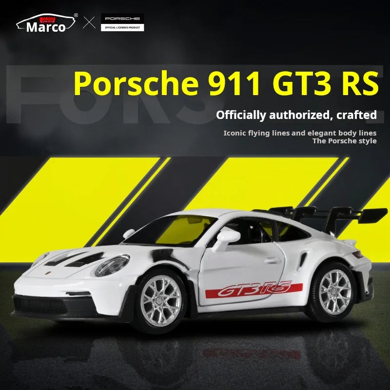 1:36 Porsche 911 GT3 RS Racing Sports Car Alloy Miniature Model Diecast Toy Fast Furious Collect Pull Back Childrens Birthday Gi
