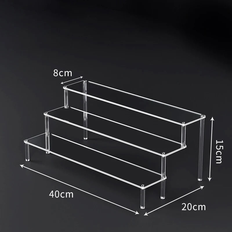 1-5 Tier Acrylic Display Risers Clear Shelf Doll Clay Figurine Display Stand for Desserts Perfume Organizer Showcase W-10
