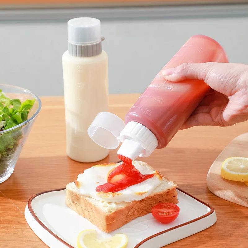 350Ml 5 Holes Condiment Squeeze Bottle Kitchen Ketchup Mustard Bottle Clear Mayonnaise Honey Dispenser Sauce Storage Container