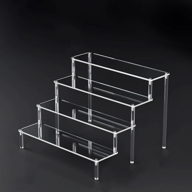 1-5 Tier Acrylic Display Risers Clear Shelf Doll Clay Figurine Display Stand for Desserts Perfume Organizer Showcase W-10