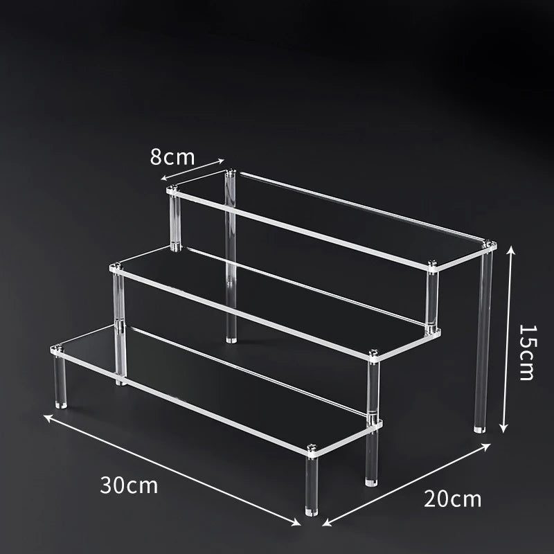 1-5 Tier Acrylic Display Risers Clear Shelf Doll Clay Figurine Display Stand for Desserts Perfume Organizer Showcase W-10