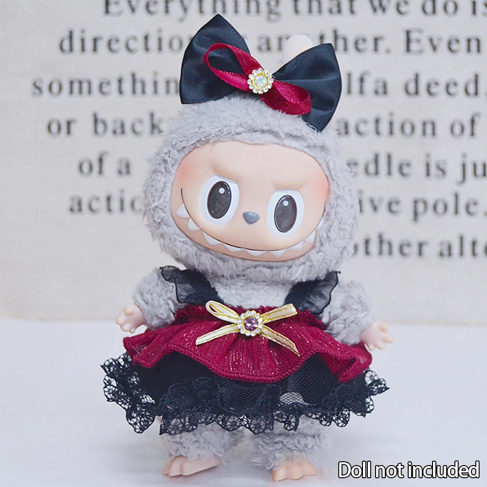 For 17cm Labubu V2 V1 Cartoon Purple Dress Cute Doll Clothes Outfit Accessories Idol Doll Clothing for Kid Gift for Labubu Ropa