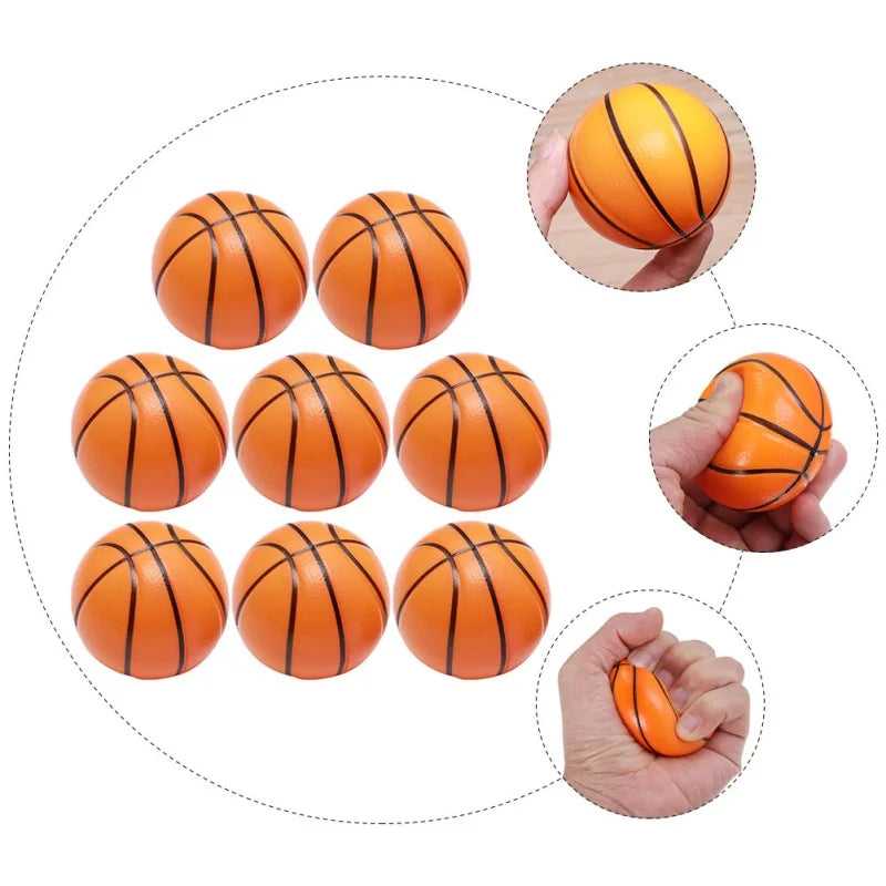 12Pcs 6.3cm Foamed Basketball Stress Balls Kids Stress Balls Toys Stress Balls Foam Rubber squeeze Anti Stress Toy Balls Soccer